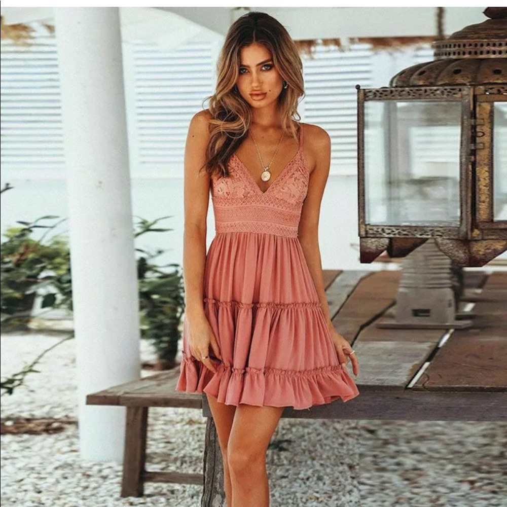 Boho Orange Summer Sundress - Picture 4 of 6